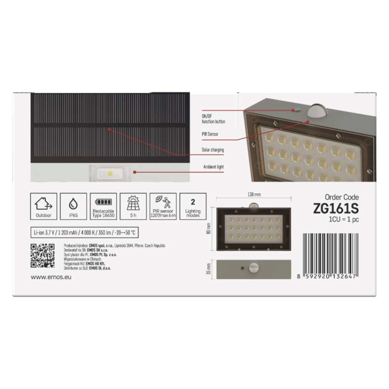 LED solárne svietidlo BRIXO so senzorom pohybu, neutrálna biela 9