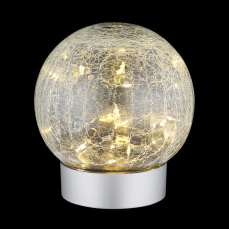 Dekoratívne svietidlo, plast strieborný matný, sklenená guľa číra s efektom popraskaného skla, posuv 16
