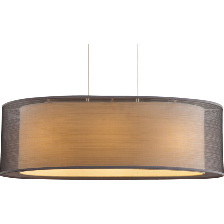 Závesné svietidlo, kov nikel matný, plast, textil sivý, satinovaný akryl, výška tienidla 20 cm, DxŠx 2