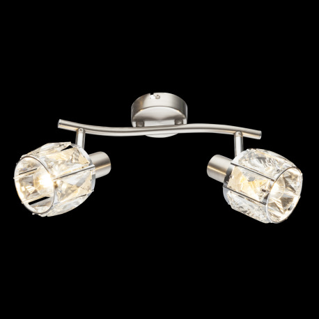 Nástenné svietidlo, kov nikel matný, chróm, sklenený kryštál priehľadný, DxV:280x180, bez žiaroviek 7