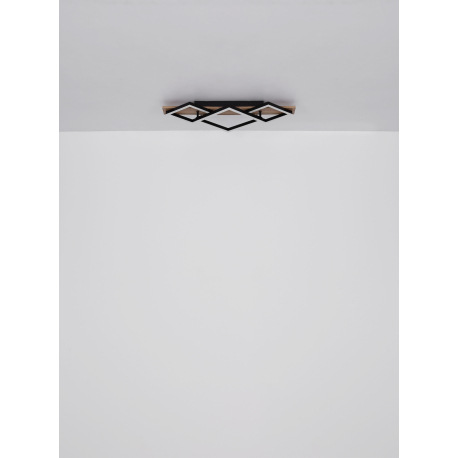 Stropné svietidlo, kov čierny matný, MDF so vzhľadom dreva, plast čierny matný, plast biely, otočné/ 8