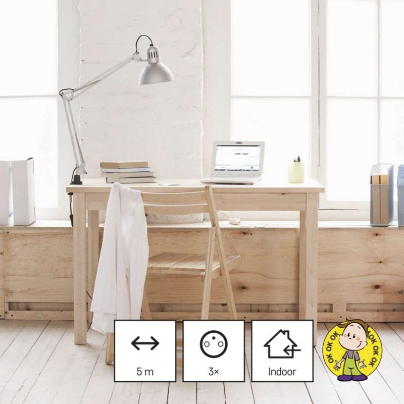 Predlžovací kábel 5 m / 3 zásuvky / biely / PVC / 1,5 mm2 2