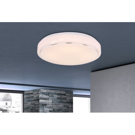 Stropné svietidlo, kov biely, plast biely, chróm, trblietavý efekt, pamäťová funkcia, zmena farby sv 9