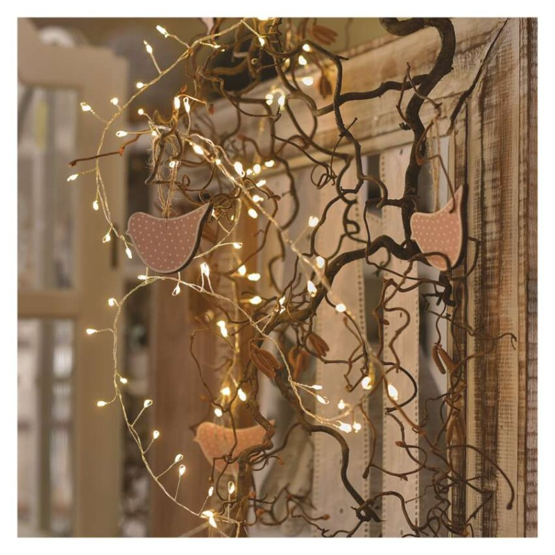 LED vianočná nano reťaz – ježko, 2,4 m, 3x AA, vnútorná, teplá biela, časovač 3