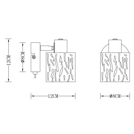 Nástenné svietidlo, kov čierny, kov chróm, zamat čierny, tienidlo s dekorom, z vnútra zlaté, vypínač 7