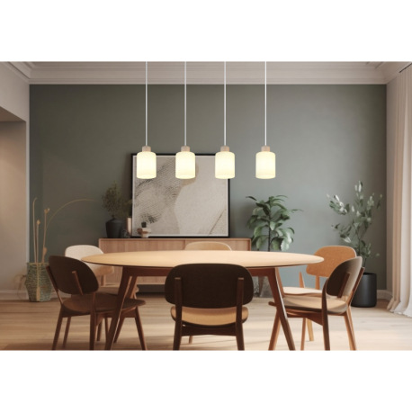 Závesné svietidlo, kov, piesková matná, sklo biele, priehľadný PVC kábel, DxŠxV: 720x100x1200mm, bez 1