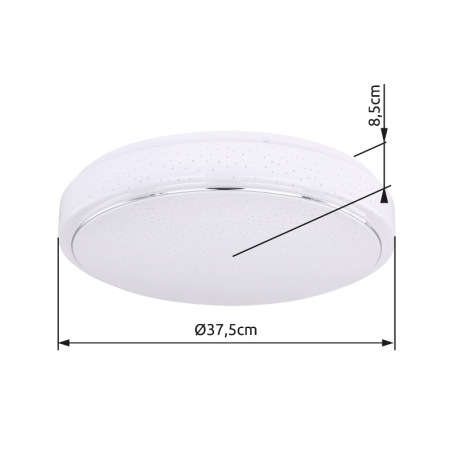 Stropné svietidlo, kov biely, plast biely, chróm, trblietavý efekt, pamäťová funkcia, zmena farby sv 8