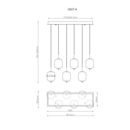 Závesné svietidlo, mosadzný kov, matný čierny kov, biele sklo, čierny PVC kábel, DxŠxV: 805x295x2200 12