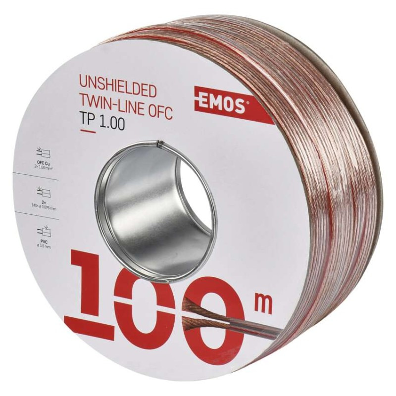 Dvojlinka netienená 2×1,0mm priehľadná, 100m 3