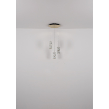 Závesná lampa, kov zlatej farby antik, kov čierny matný, sklo číre, kábel PVC čierny, výškovo nastav 17