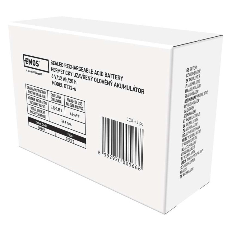 Bezúdržbový olovený akumulátor 6 V/12 Ah, faston 4,7 mm 5