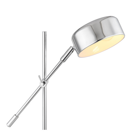 Stolová lampa, kov chróm, plast satinovaný, nastaviteľné pomocou kĺbu, kábel 1,5m, vypínač, DxŠxV:42 11