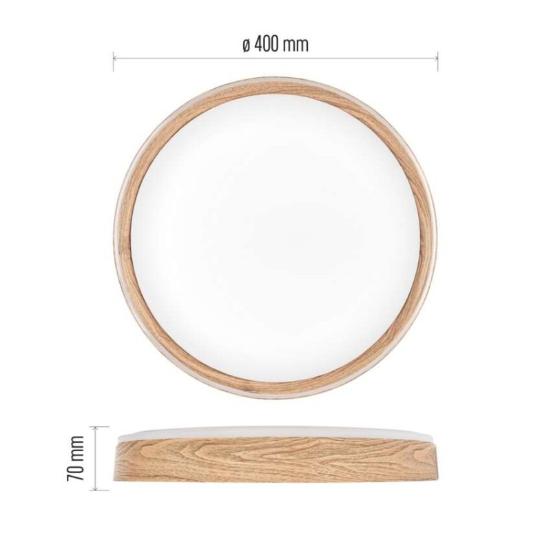 LED nástenné svietidlo ILVI, kruhové 30 W, stmievanie + CCT, drevo 2