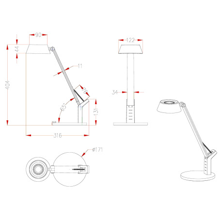 Stolová lampa, kov strieborný, plast čierny, USB pripojenie, stmievateľné, fixácia farieb, dotykový 14