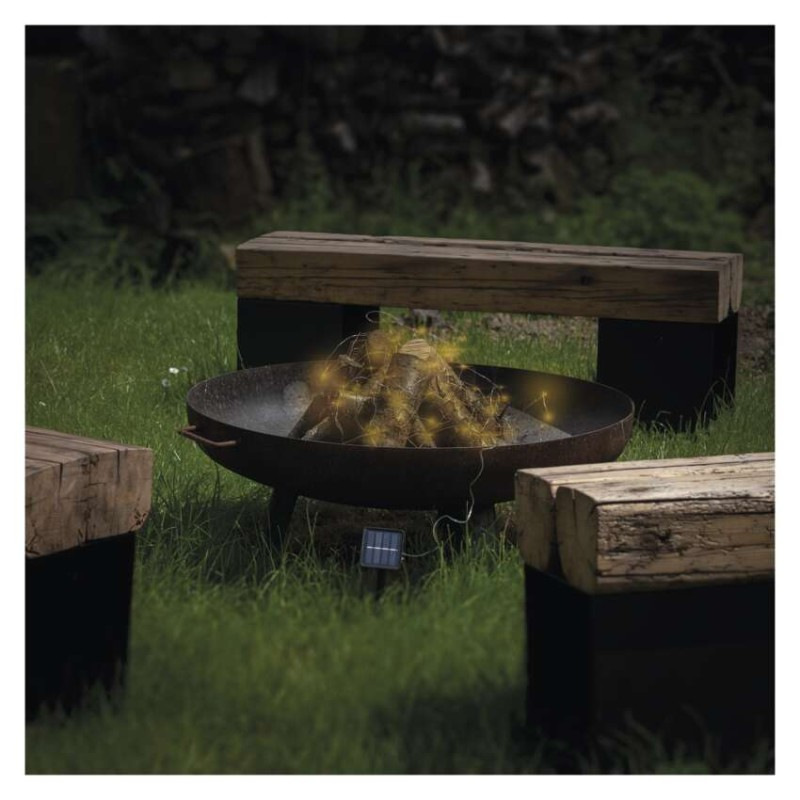 LED nano reťaz so solárnym panelom, medená, 12 m, vonkajšia aj vnút., teplá biela, časovač 3