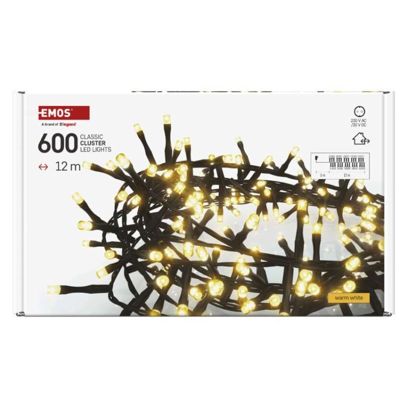 LED vianočná reťaz – ježko, 12 m, vonkajšia aj vnútorná, teplá biela, časovač 7