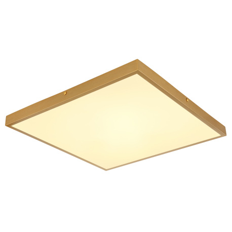 Stropné svietidlo kov mosadz matná farba, plast biely, DxŠxV: 450x450x30mm, LED 30W 230V, 3500lm zdr