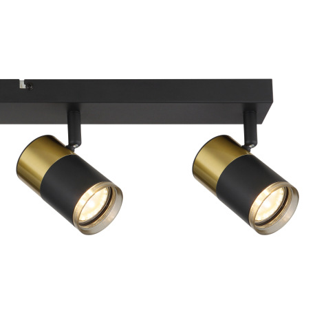 Stropné svietidlo, kov čierny, hliník medený a čierny, plast dymový, DxŠxV: 560x60x120mm, bez žiarov 8