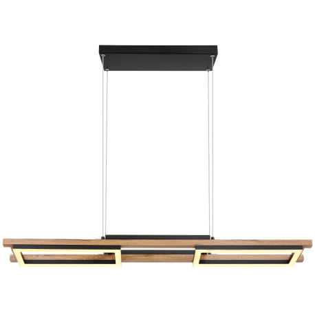 Závesné svietidlo, kov čierny, MDF tmavohnedý, plast biely, viackrokové ovládanie cez nástenný vypín 3