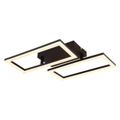 Stropné svietidlo, kov čierny, plast čierny matný, plastové krištále číre, polohovateľné, DxŠxV: 615 18