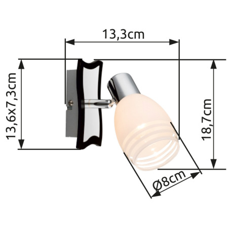 Nástenné svietidlo, chróm, MDF wenge, satinované sklo, ŠxV: 80x190, H: 160, bez žiarovky 1xE14, max. 4