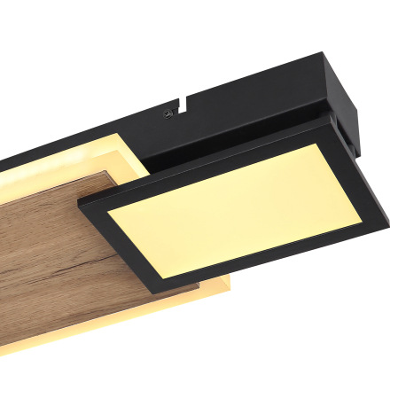 Stropné svietidlo kov čierny matný, MDF, imitácia tmavého dreva, plast opál, plast satinovaný, DxŠxV 5