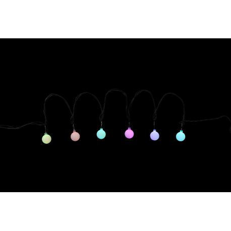 LED svetelná reťaz, plast čierny, plast opál, zmena farby, IP44, D:4800mm, dľžka kábla 5000mm, vráta 5