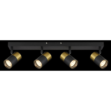 Stropné svietidlo, kov čierny, hliník medený a čierny, plast dymový, DxŠxV: 560x60x120mm, bez žiarov 18