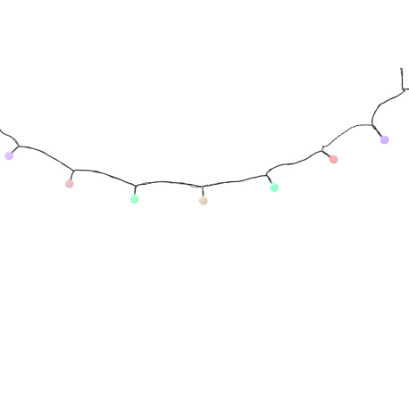 LED svetelná reťaz, plast čierny, plast opál, zmena farby, IP44, D:4800mm, dľžka kábla 5000mm, vráta 18