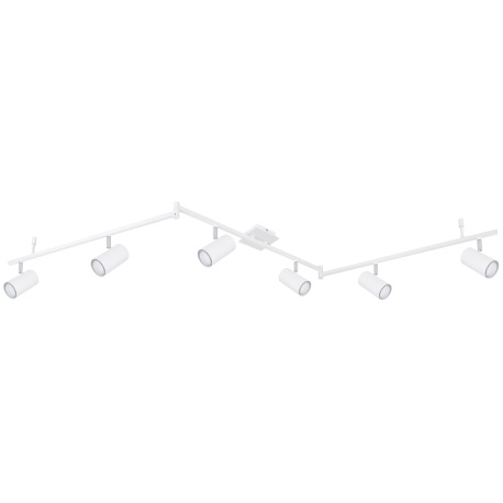 Stropné svietidlo, kov biely matný, nastaviteľné, DxŠxV: 1800x100x185mm, bez žiaroviek 6x GU10, max. 8