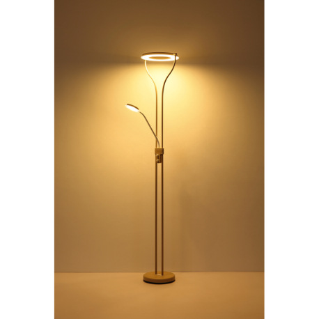 Stojanová lampa, kov, matná piesková farba, biely kov, sklo číre/satinované, biely PVC kábel, otočný 18