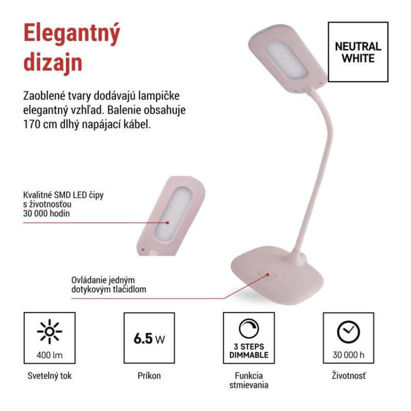 LED stolná lampa STELLA, ružová 3