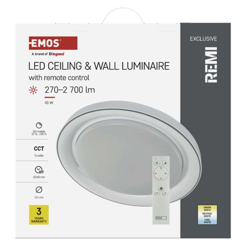 LED prisadené svietidlo REMI, kruhové 45W, stmiev.so zmenou CCT 11