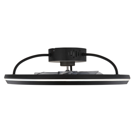 Stropný ventilátor, kov čierny matný, akryl biely, plast dymový, stmievateľný, niekoľko úrovní cez n 6