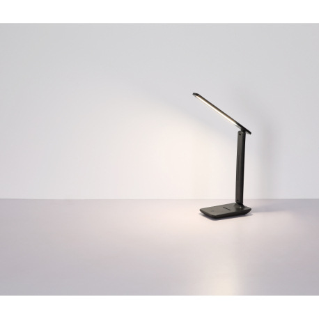 Stolové svietidlo, plast biely, biela imitácia kože, dotykové zapnutie/vypnutie, plynulá regulácia d 9