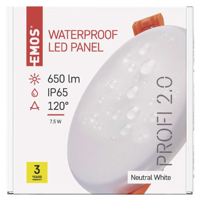 LED panel VIXXO 100mm, kruhový vstavaný biely, 7,5W neut. biela, IP65 6