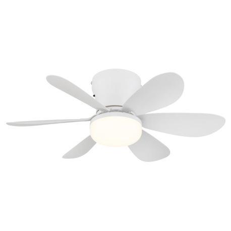 Stropný ventilátor, kov/plast, matná biela, stmievateľný, viacero rýchlostí pomocou nástenného vypín 1