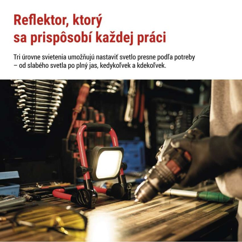 LED reflektor ACCO nabíjací prenosný, 20 W studená biela 8