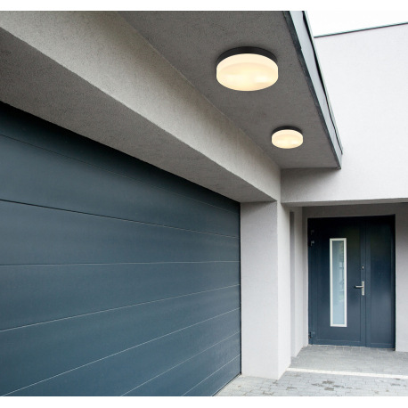 Vonkajšie svietidlo hliník čierny matný, sklo biele, IP44, ø: 240mm, V: 65mm, bez žiaroviek 2xE27 IL 1