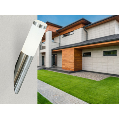 Vonkajšie svietidlo, nerezová ocel, plast biely, IP44, Ø 76, V: 390, H: 170, bez žiarovky 1xE27, max 1