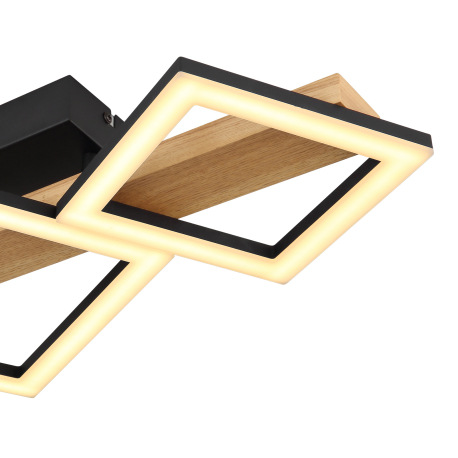 Stropné svietidlo kov čierny mat, MDF imitácia dreva, ABS čierny mat, plast biely, DxŠxV: 660x300x10 5