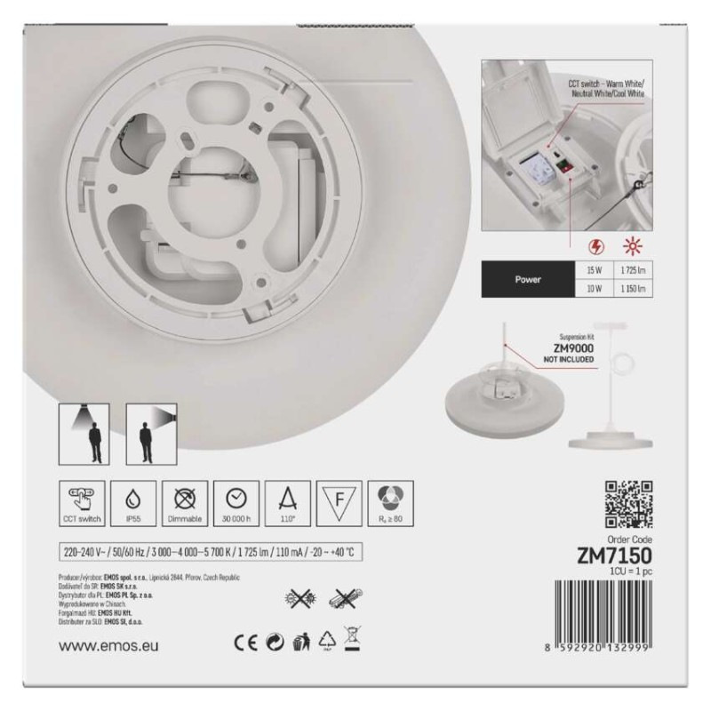 LED prisadené svietidlo DIONI kruhové, biele, 15W, CCT 9