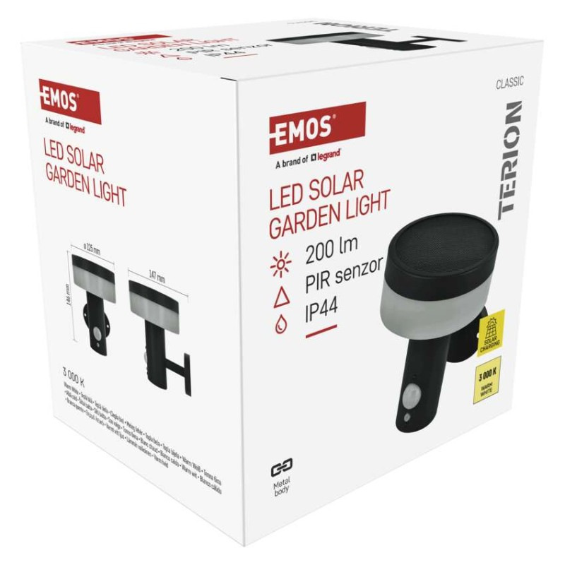 LED záhradné solárne nástenné svietidlo TERION, senzor súmraku, 12,5 x 14,7 x 14,2 cm 14