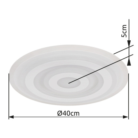 Stropné svietidlo, kov biely, akryl biely, 2 krúžky 2700K a 2 krúžky 6500K (nie je možné prepínať), 14