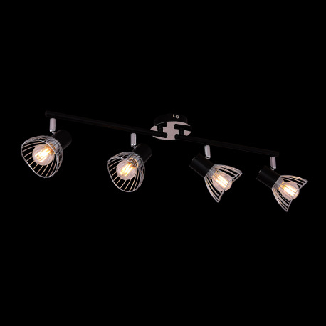 Stropné svietidlo, chróm, kov čierny, pohyblivé, DxŠxV:600x90x150, bez žiaroviek 4xE14, max. 40W 230 1