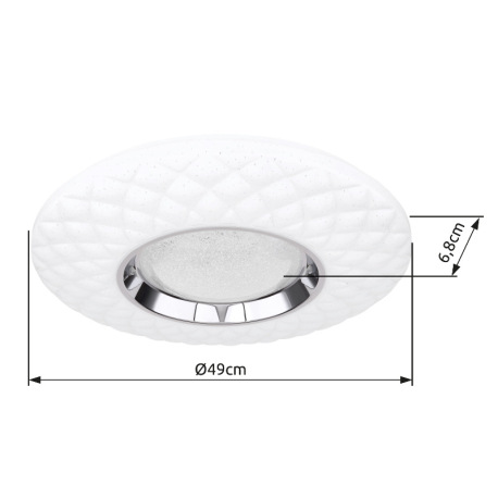 Stropné svietidlo, kov biely, chróm, akryl biely, trblietavý efekt, kompatibilné s Google Assistant 9