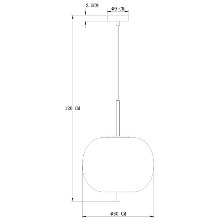Závesné svietidlo, čierny kov, dymové sklo, Ø 300, V: 1200, bez žiarovky 1xE27, max. 60W 230V 9
