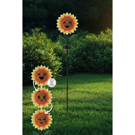 Solárne svietidlo, kov čierny/zelený/žltý matný, plast čierny matný, vypínač, batéria súčasťou balen 2