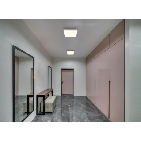 Stropné svietidlo, plast biely, DxŠxV: 220x220x50mm, vrátane LED 12W 230V, zdroj 1430lm, výstup 780l 1