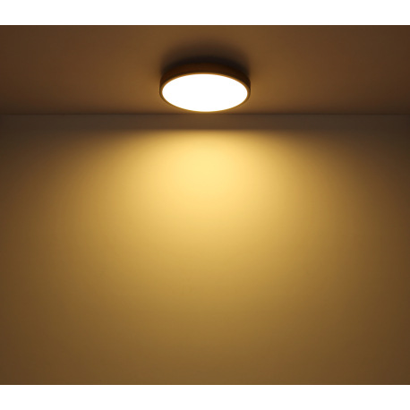 Stropné svietidlo, kov grafit, MDF vzhľad dreva, plast biely, ø: 450mm, V:85mm, vrátane LED 24W 230V 14